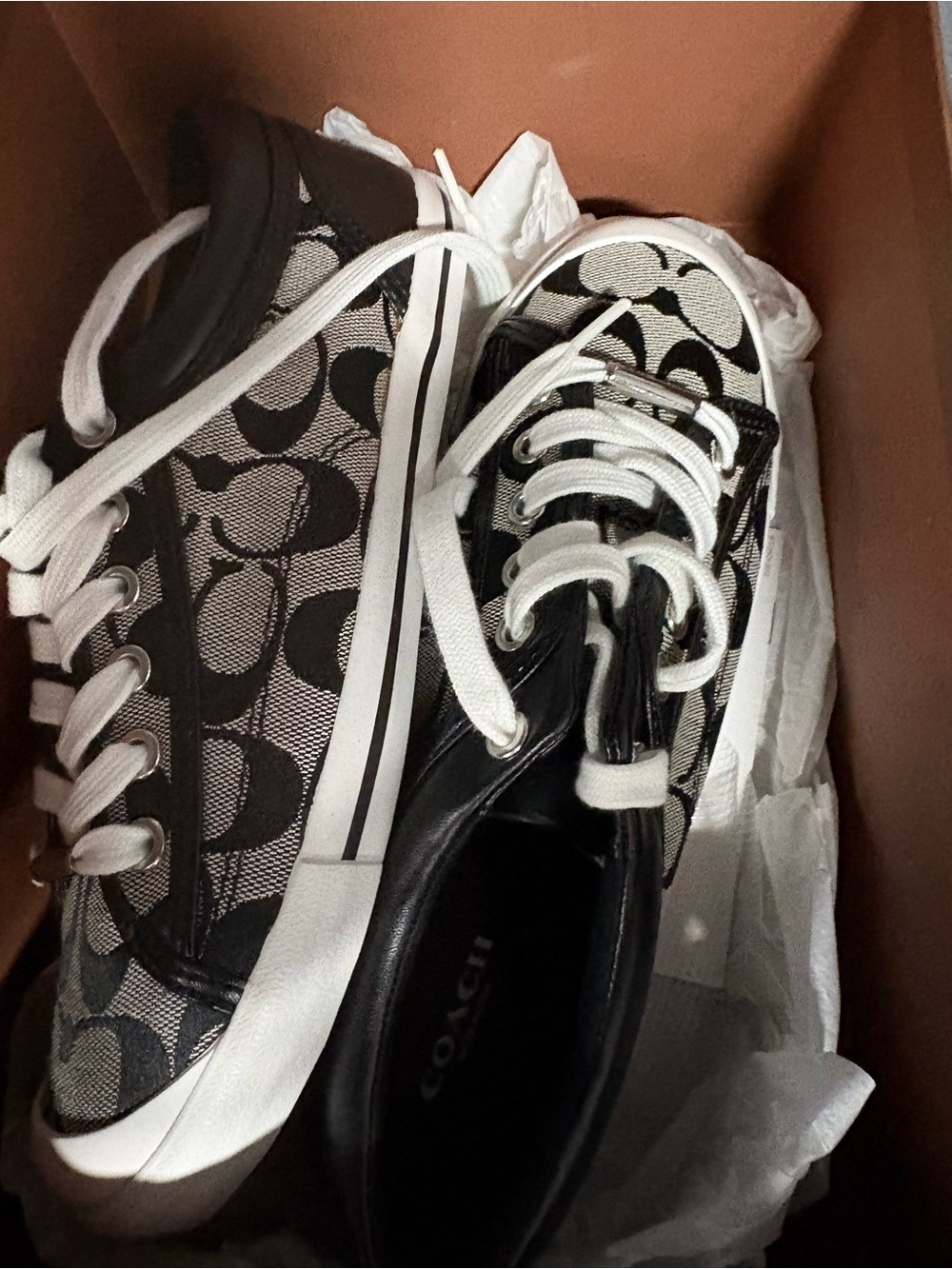 COACH Black & White Signature Low-Top Sneakers
